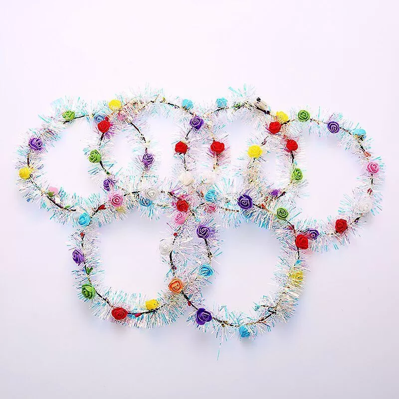 2022 New LED illuminated gold thread flower wreath headband, Forest Girl Japanese and Korean rattan headband, wholesale at tourist attraction street stalls Specification drawing