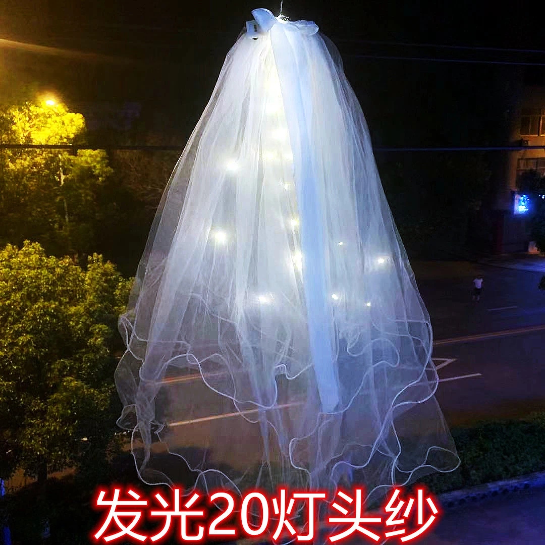 New style headscarf with light, double-layer super fairy-like new bow, double-layer ribbon bow headscarf with light full figure