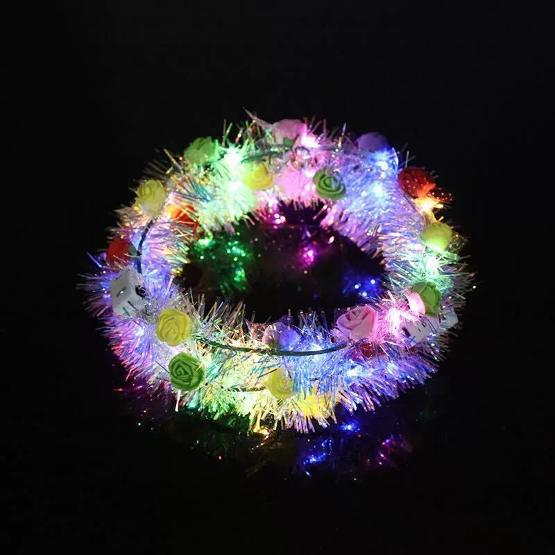 2022 New LED illuminated gold thread flower wreath headband, Forest Girl Japanese and Korean rattan headband, wholesale at tourist attraction street stalls Item Picture
