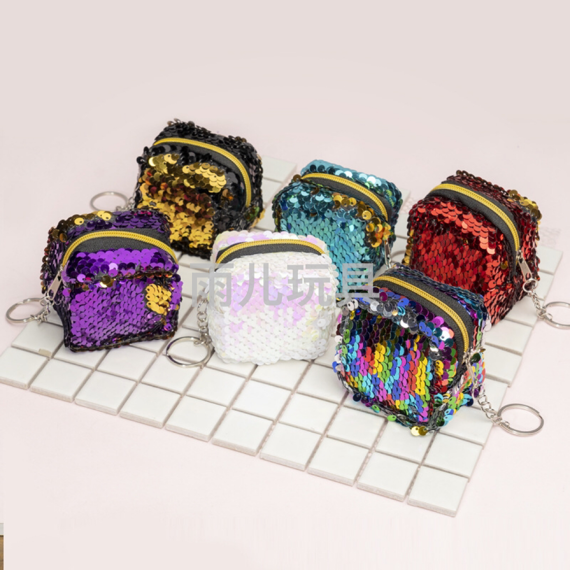 Plush toy wallet, sequined coin purse, square sequined coin purse, square three-dimensional coin purse
