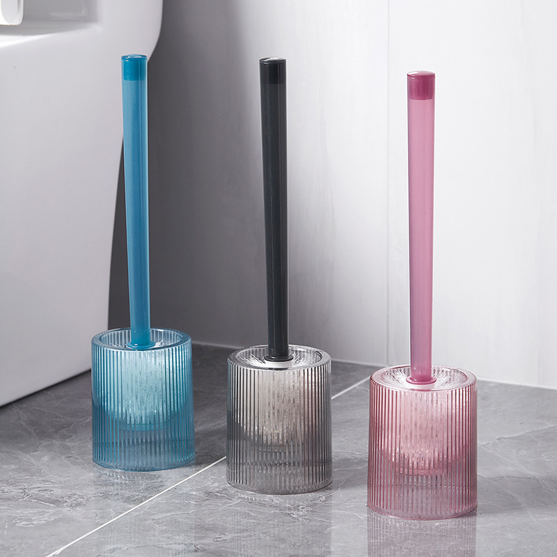 家用透明吸壁条纹马桶刷卫生间厕所清洁刷浴室多色马桶刷套装批发