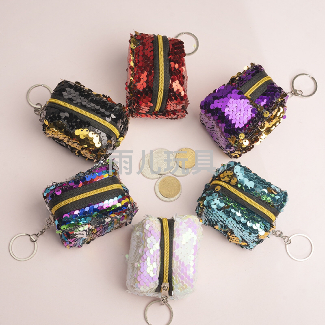 Plush toy wallet, sequined coin purse, square sequined coin purse, square three-dimensional coin purse details Picture