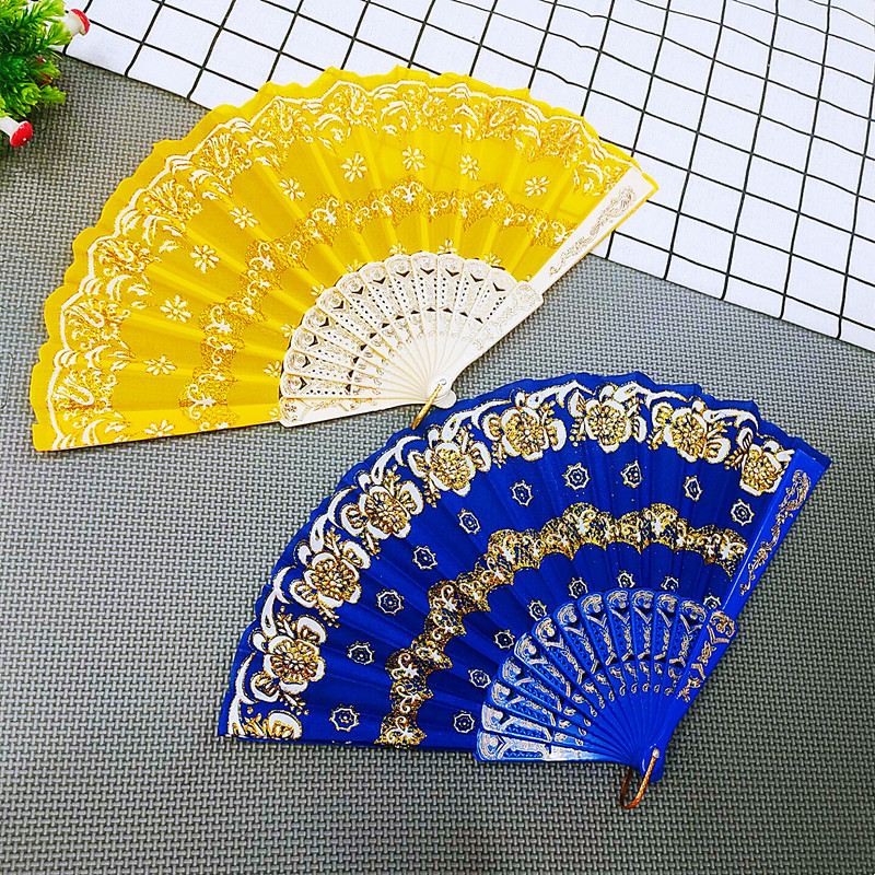 Factory direct supply of new rainbow fans, flat fabric fans, and colorful folding fans, available in one-yuan and two-yuan supplies details Picture