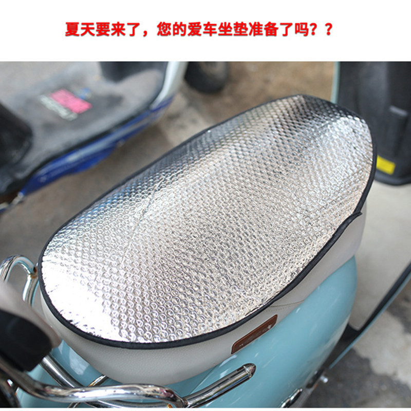 Double-sided motorcycle and electric bike seat cover, reflective aluminum foil film heat insulation pad, sun protection heat insulation pad, electric bike seat cover details Picture