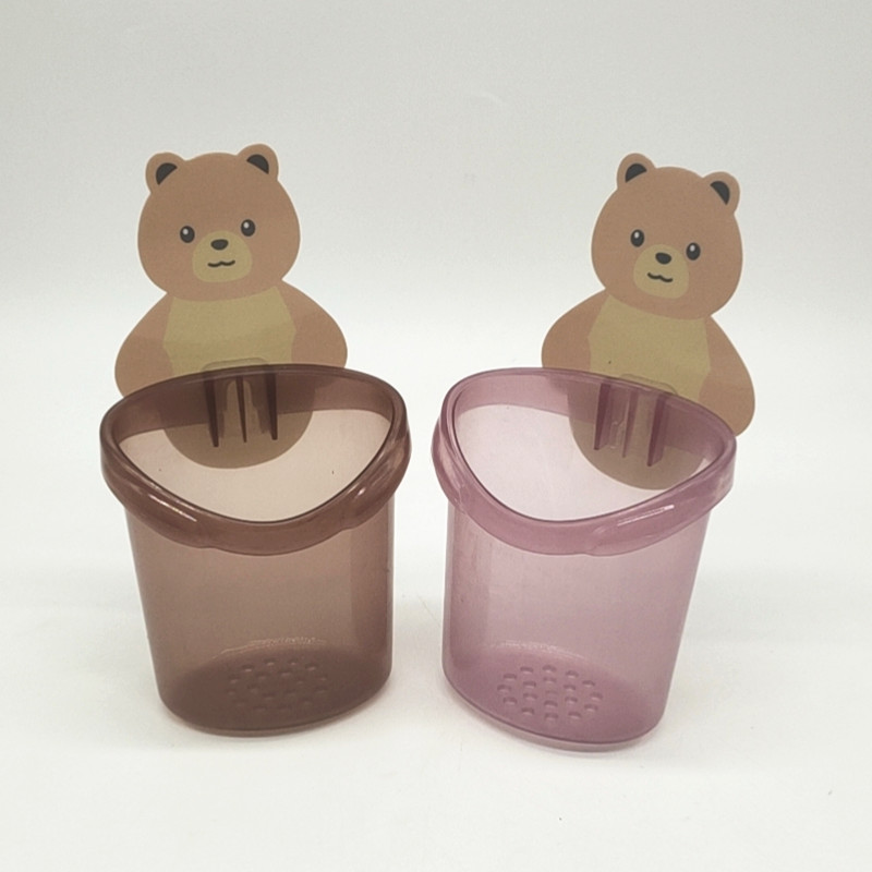 Little Bear Hug storage cup, bathroom wall-mounted storage rack without drilling, comb storage box, toothpaste and toothbrush storage rack Item Picture