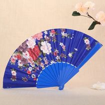 Manufacturers direct silk fan flat silk fan plastic folding fan peony flower fan wholesale
