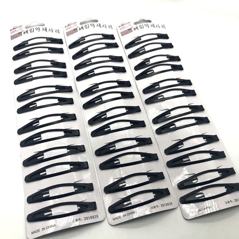 Wholesale of 12 Korean-style black BB clips, lacquered black bangs hair clips, 2-yuan street stall supply Application Scenario