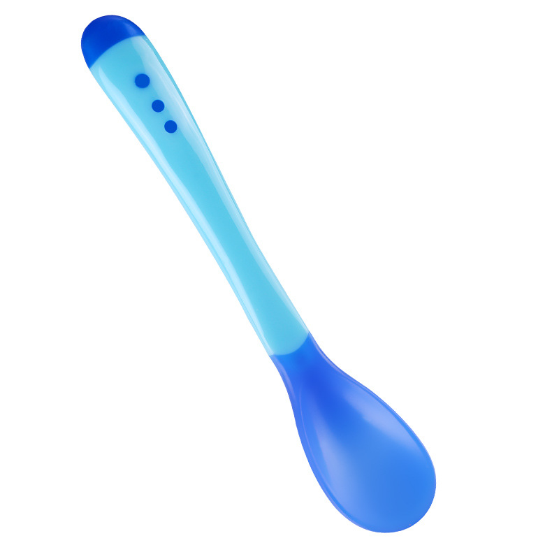 Baby temperature spoon baby soft head spoon feeding spoon temperature spoon discoloration spoon fork wholesale full figure