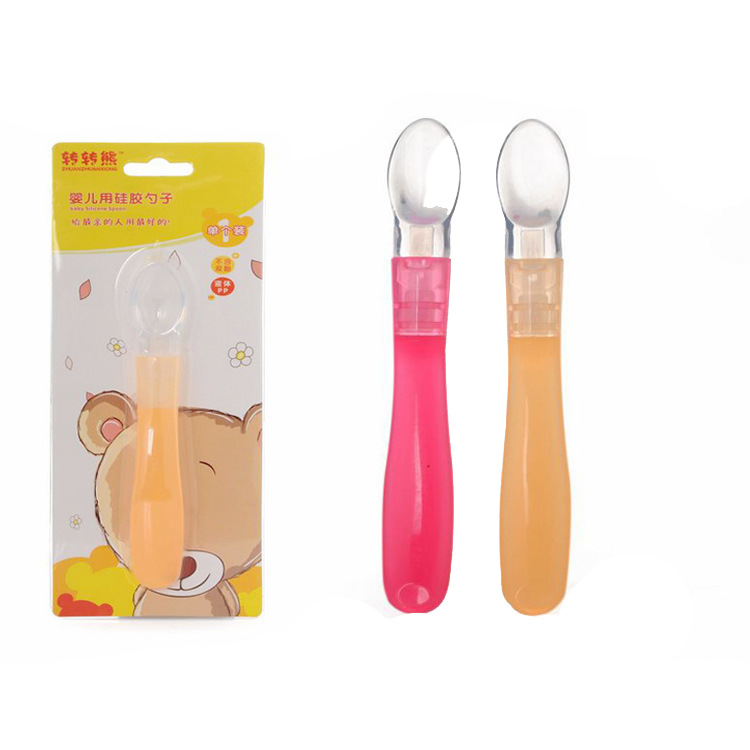 Zhuanzhuan Bear Factory Direct Sales of baby silicone soft-tipped spoons, baby special spoons/baby feeding tableware 8069