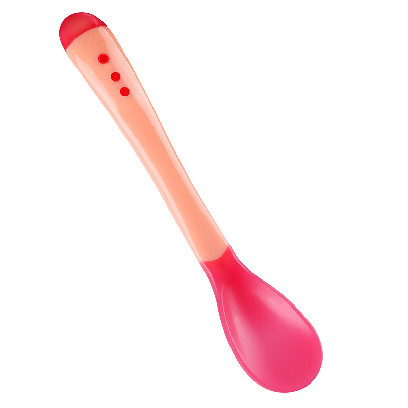 Baby temperature spoon baby soft head spoon feeding spoon temperature spoon discoloration spoon fork wholesale Specification drawing
