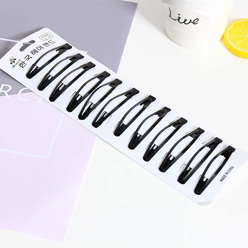 Wholesale of 12 Korean-style black BB clips, lacquered black bangs hair clips, 2-yuan street stall supply
