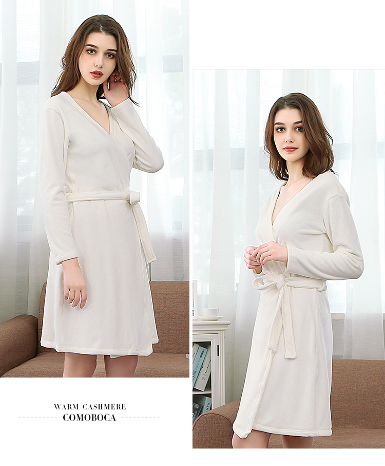 Coral Velvet Nightgown Women Winter Thickened Lengthened Flannel Men's Bathrobe Beauty Salon Hotel Couple Pair Of Pajamas