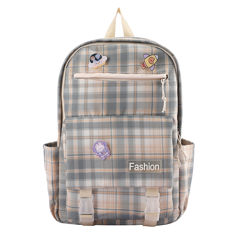 Mochila a cuadros junior high school chica versión coreana pequeña mochila fresca mochila de gran capacidad ins Item Picture