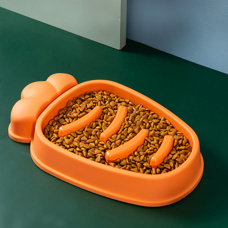 跨境新款宠物碗 狗狗慢食碗创意胡萝卜猫碗防噎学食碗宠物用品