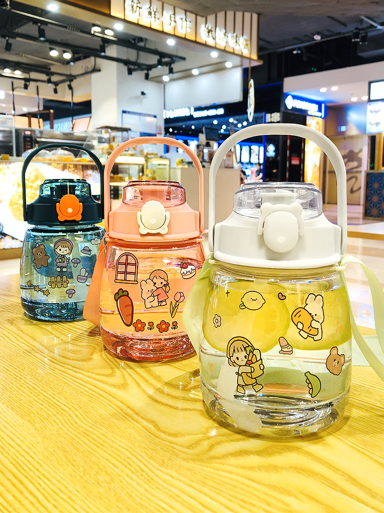 Taza de agua mujer gran capacidad gran vientre jarra enorme botella influencer portátil niños lindo verano pajita taza taza Specification image
