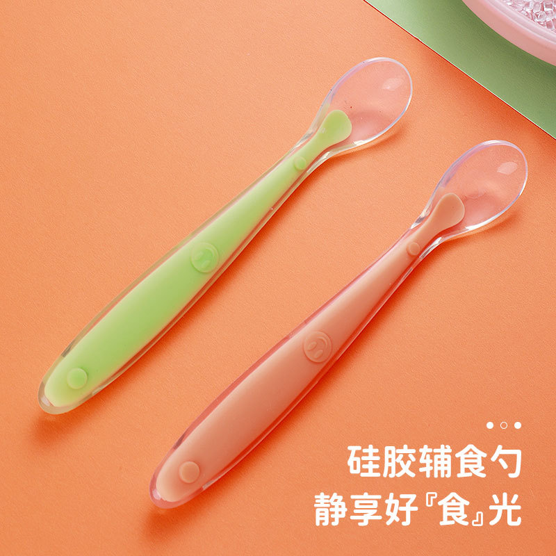 Fabricante straight supply baby silicón cuchara de sopa de cabeza suave cuchara de entrenamiento de bebé cuchara de niños cuchara de silicona de dibujos animados Specification image
