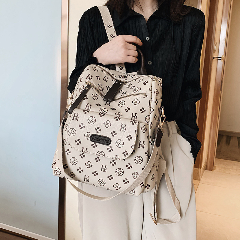 Fashionable women's bag, retro multi-functional, school-style single-shoulder bag, trendy large-capacity multi-compartment student computer bag, women's bag