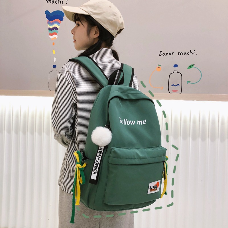 2020 Summer New middle school schoolbag, men's and women's travel backpack, new fashionable women's bag, casual double-shoulder nylon bag Specification image