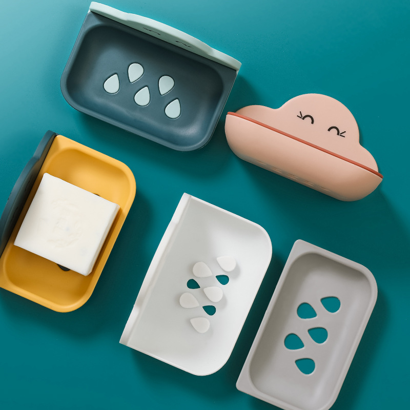 Cloud soap box, creative bathroom storage rack, wall-mounted bathroom, toilet, washroom, no need for drilling, double-layer draining Application Scenario