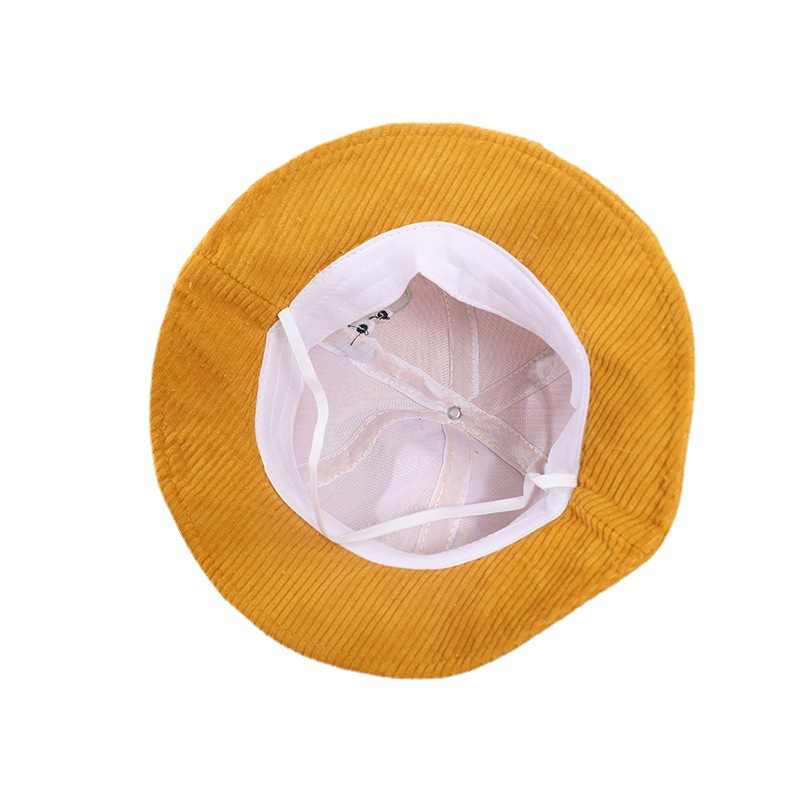 Children's star dinosaur basin hat, warm corduroy fisherman hat for autumn and winter, cartoon fashionable hats for boys and girls, for outings Item Picture