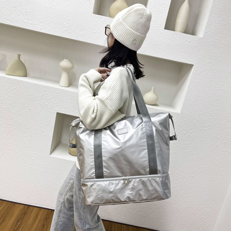 Travel bag, large handbag for women, Korean version outdoor short trip, business trip luggage bag, dry and wet separation, sports and fitness bag details Picture