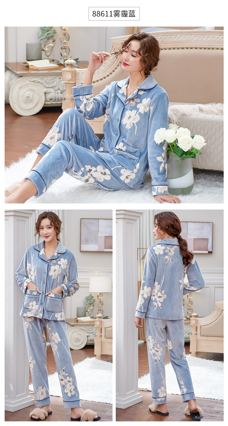 New fall/winter coral velvet pajama Lady thickened and flannel cute fairy warm pants homewear set