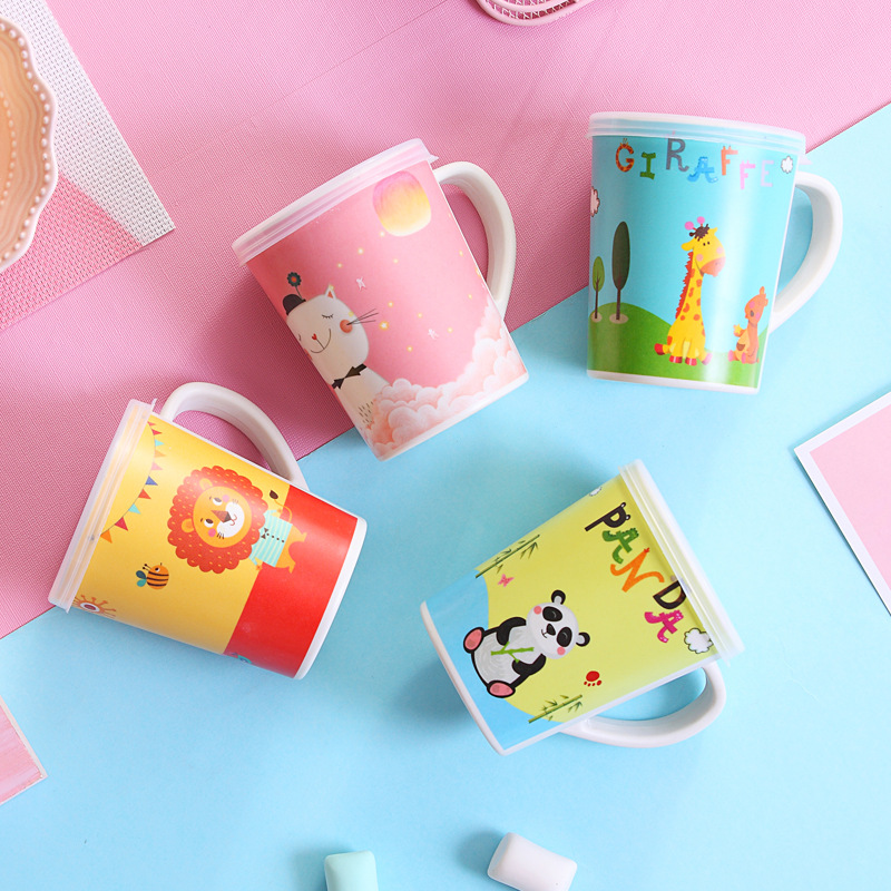 300ml bamboo fiber children's mugs, baby drinking cups, milk drink cups with handles, mother and baby store supply Specification image