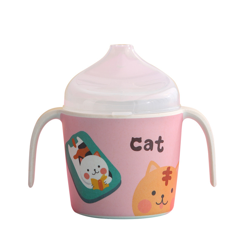 Children's tableware, bamboo fiber children's learning and drinking cups, baby drinking and beverage milk cups with handles, customized gifts Item Picture