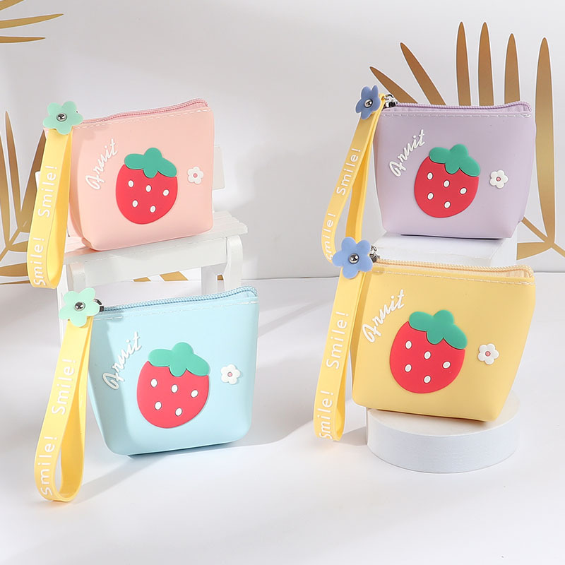 Silicone coin purse 2021 New style student small bag zipper key case card case earphone case Gift mini wallet for women Specification image