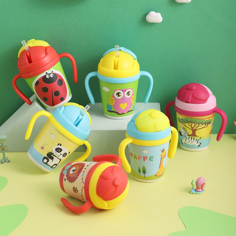 Customized gifts for baby drinking cups, bamboo fiber children's drinking cups, infant beverages, milk straw cups, and mother and baby products details Picture