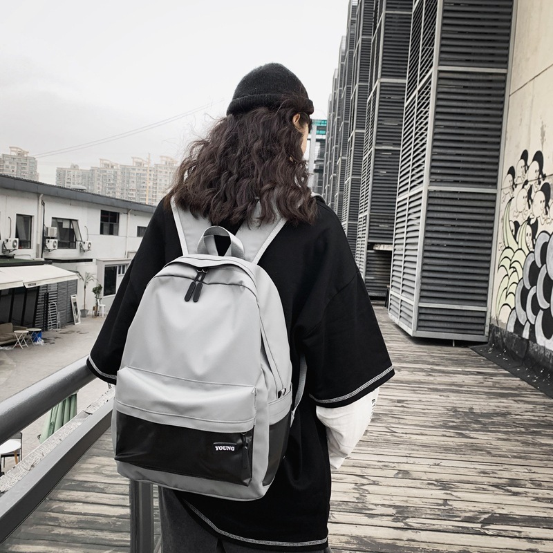 Factory direct sales nylon solid color waterproof large capacity backpack girls Korean version of junior high school school bag