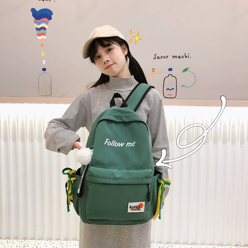 2020 Summer New middle school schoolbag, men's and women's travel backpack, new fashionable women's bag, casual double-shoulder nylon bag details Picture