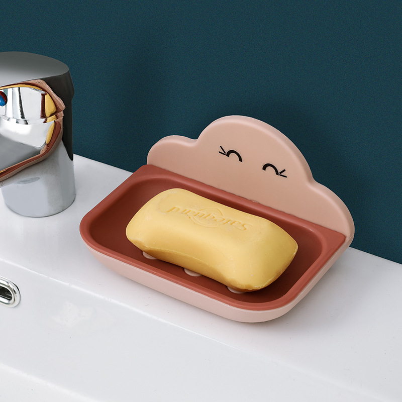 Cloud soap box, creative bathroom storage rack, wall-mounted bathroom, toilet, washroom, no need for drilling, double-layer draining Item Picture