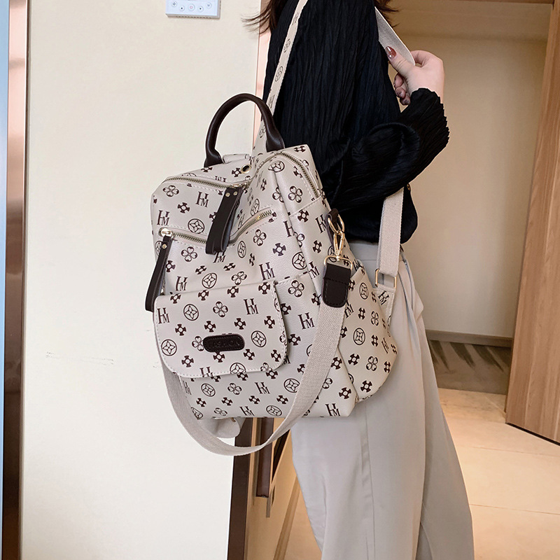 Fashionable women's bag, retro multi-functional, school-style single-shoulder bag, trendy large-capacity multi-compartment student computer bag, women's bag details Picture