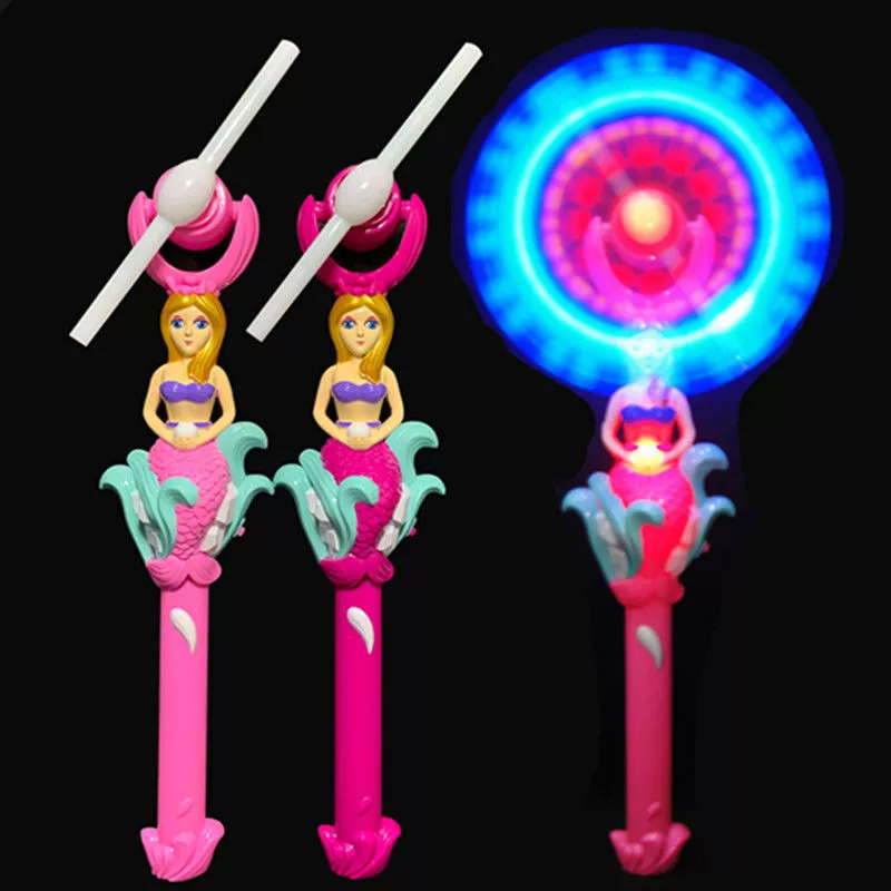 Children's luminous toys, cartoon mermaids, flashing windmills, seven-color lights, music, rotating magic wands, square street stalls full figure