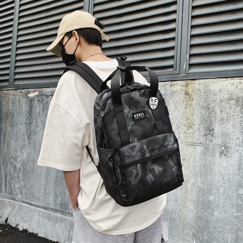 Tide cool port wind locomotive ins neutral student schoolbag Korean version simple camouflage large capacity backpack wholesale thumbnail