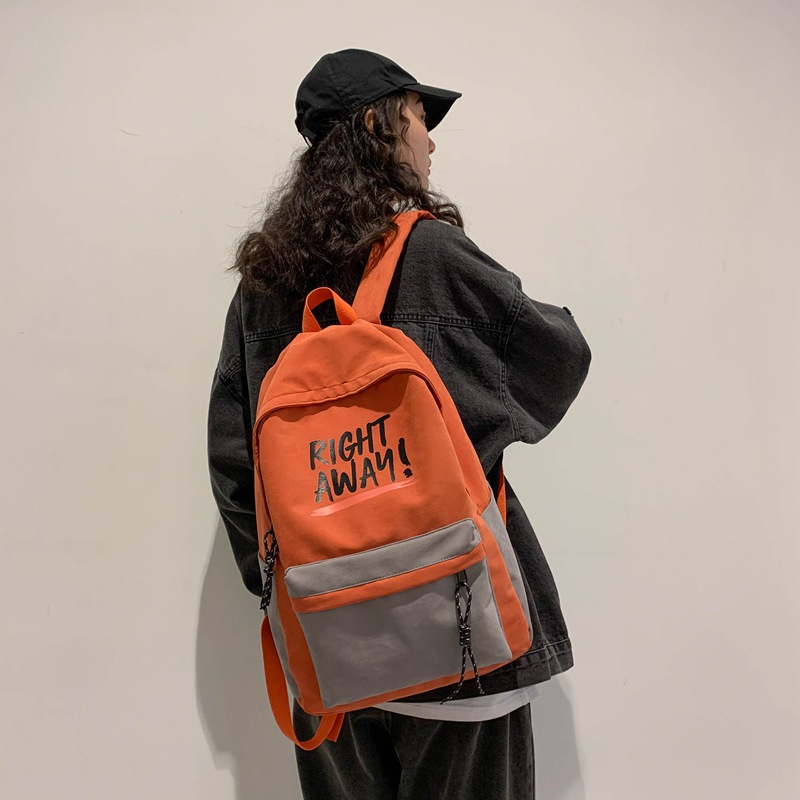 Cross-border exclusive canvas backpack for girls, 2020 Korean version student schoolbag, college style backpack, fashionable and casual travel bag details Picture