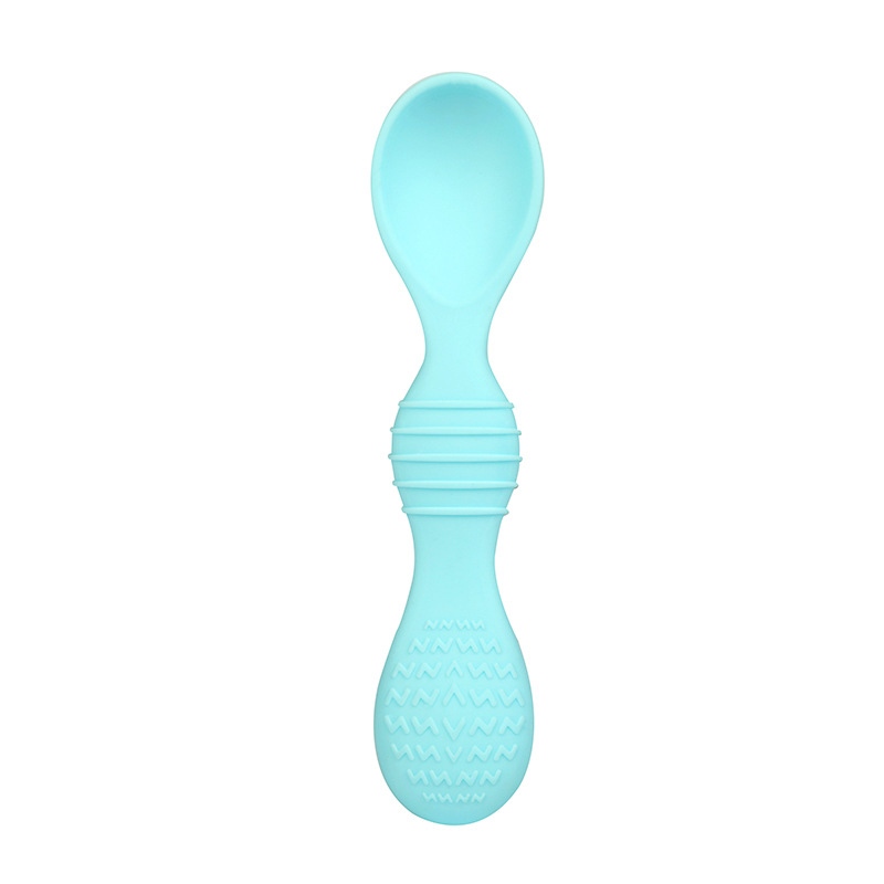 Silicone spoon baby fork baby accessories baby feeding cutlery children eat self-feeding training spoon Item Picture