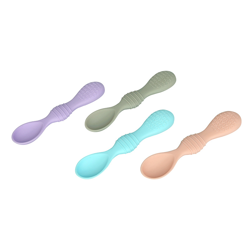 Silicone spoon baby fork baby accessories baby feeding cutlery children eat self-feeding training spoon full figure