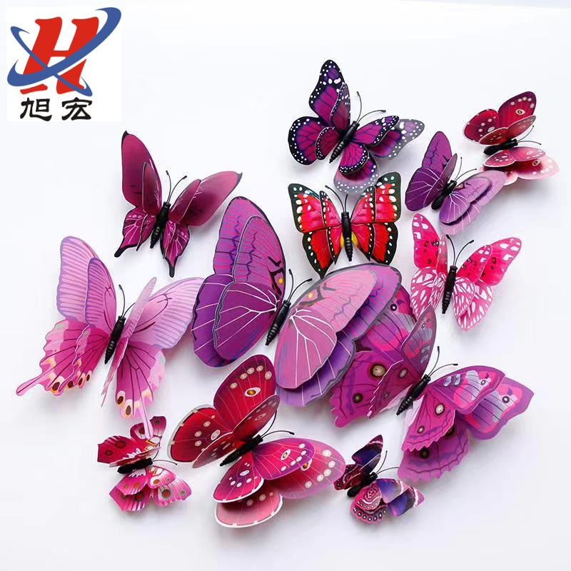 Creative simulation three-dimensional double-layer butterfly fridge magnet decoration PVC cute magnet cartoon ins cute and personalized butterfly Item Picture
