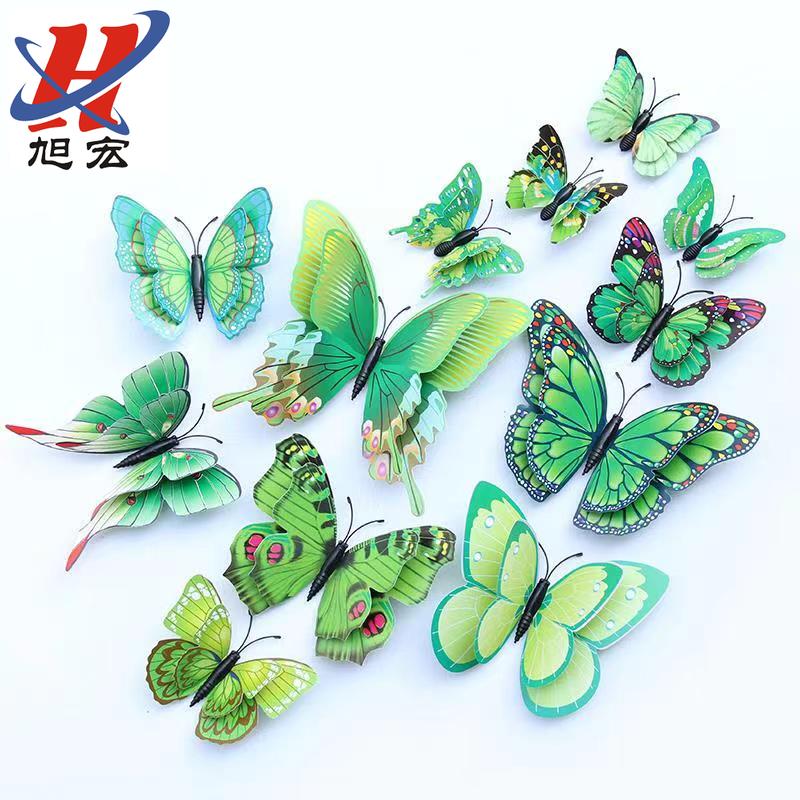 Creative simulation three-dimensional double-layer butterfly fridge magnet decoration PVC cute magnet cartoon ins cute and personalized butterfly details Picture