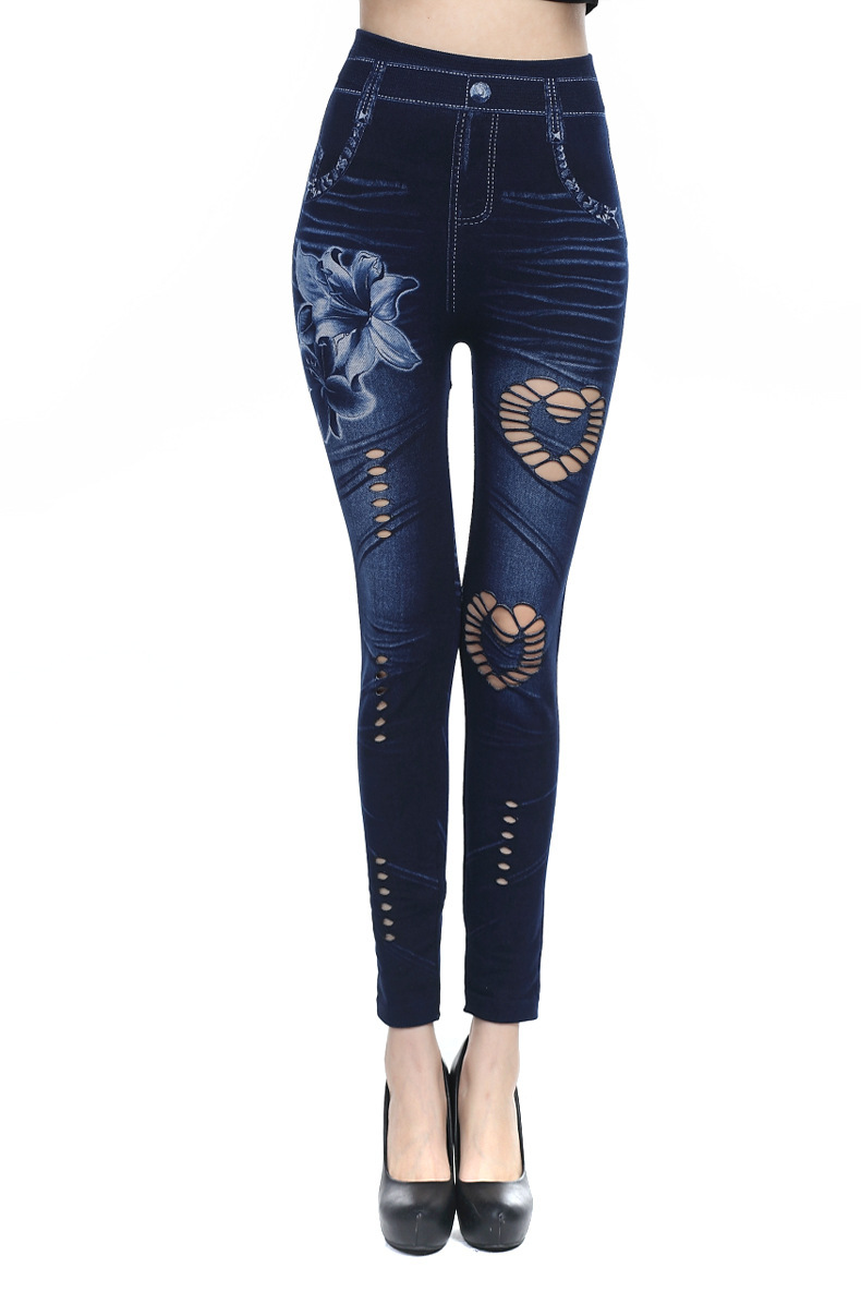 leggi, a seamless cotton faux denim leggi with a cut-out and sexy leg wrap, is a bestseller in Europe and America Item Picture