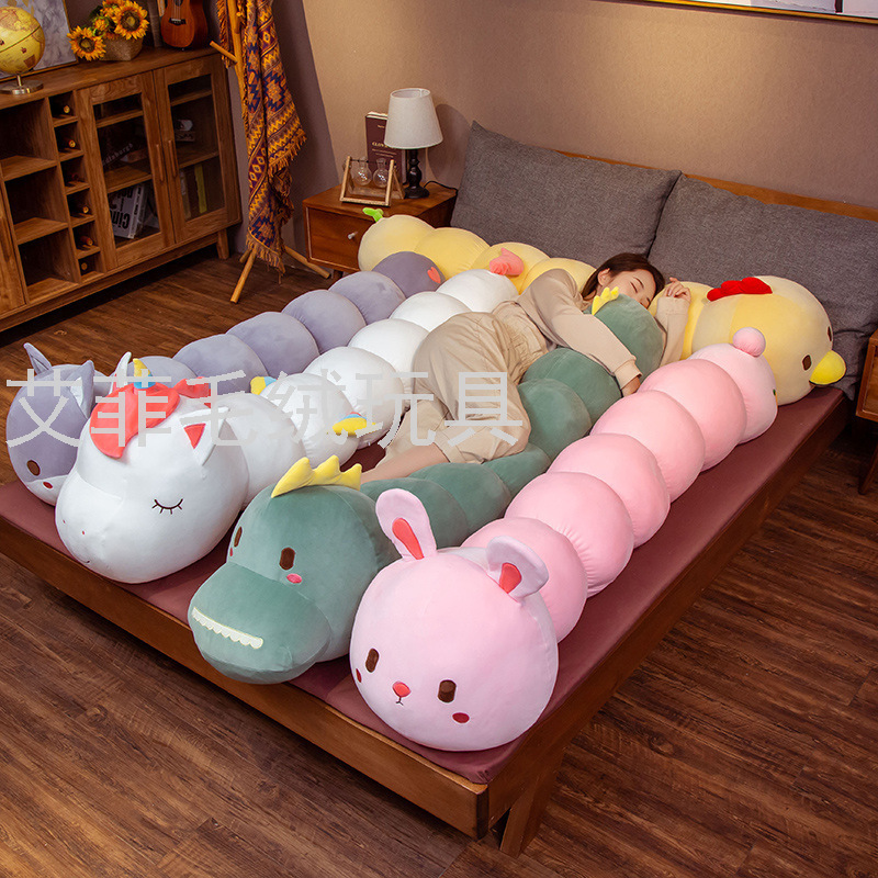 Unicornio boneco dinosaurio oruga tira larga cojín dormir boneco cojín peluche