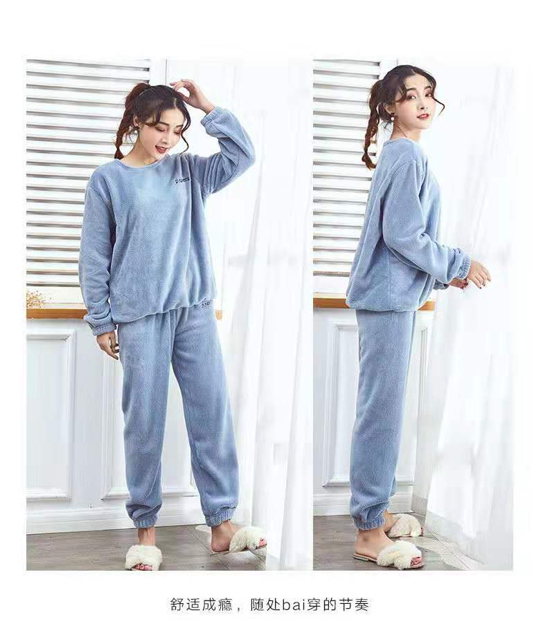 New fall/winter coral velvet pajama Lady thickened and flannel cute fairy warm pants homewear set