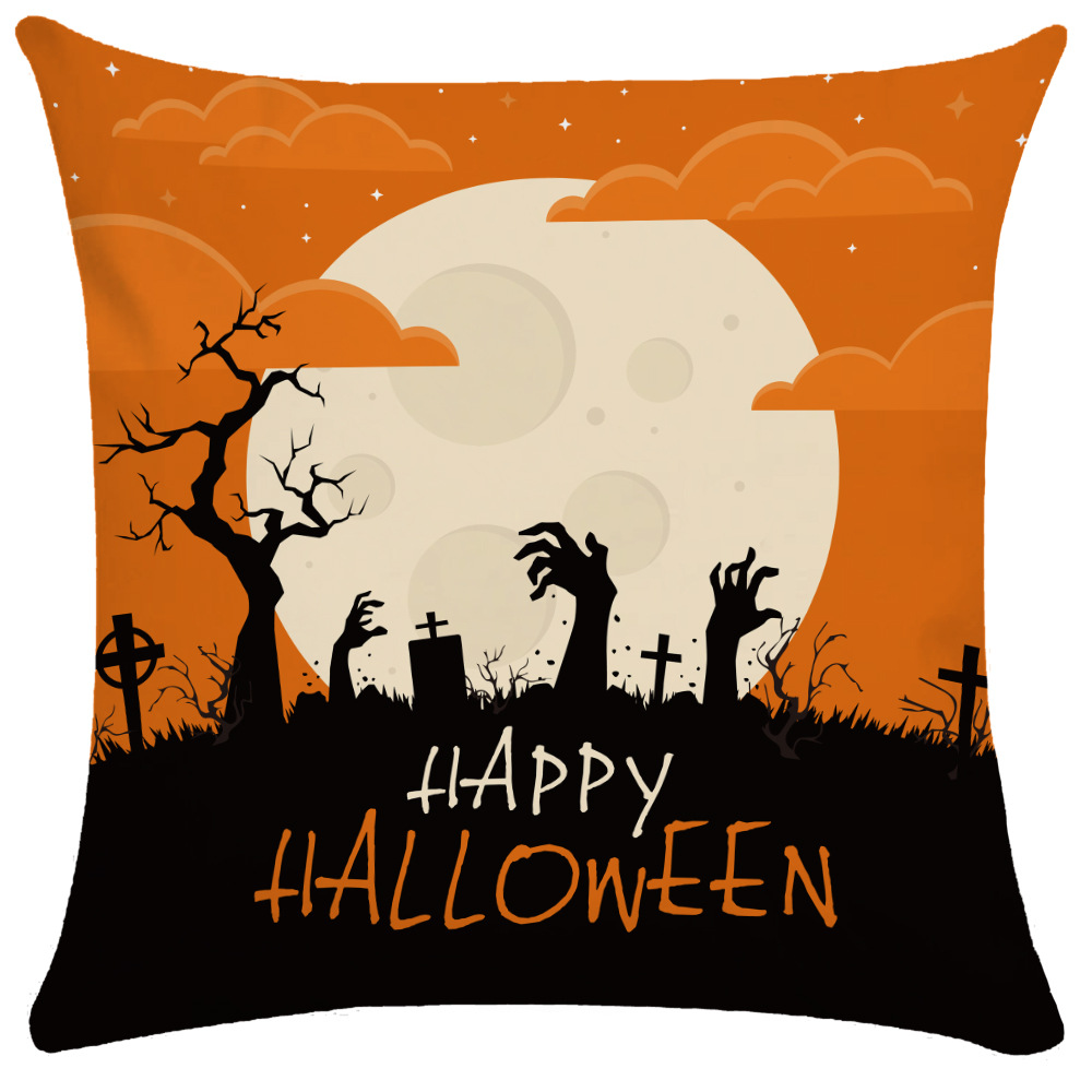 Halloween Pillow Cover Pumpkin Halloween Sofa Cushion Cover Plush Pillow Cover Throw Pillow Application Scenario