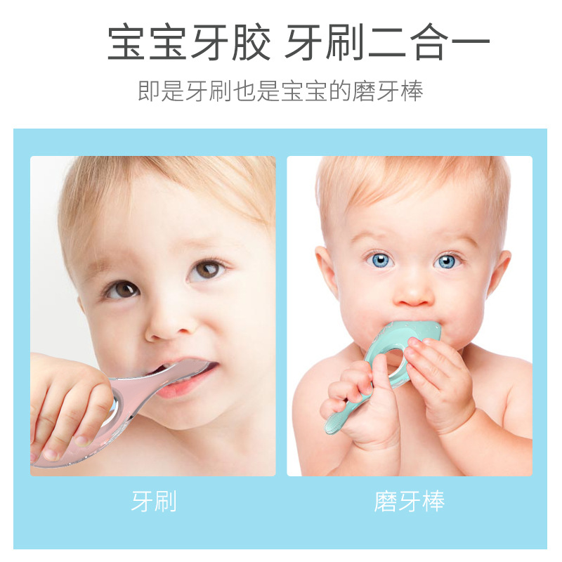 Baby silicone toothbrush, soft bristle training tooth protection toothbrush, baby teething gel, children's milk tooth brush, tongue coating cleaning, customized and private label Specification image
