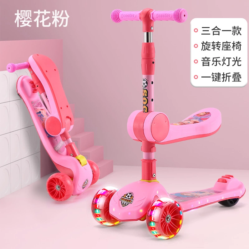 Children 's scooter that can be ridden and slid: 1-3-6 years old three-in-one toy car for boys and girls, three-wheeled children' s walking bike details Picture