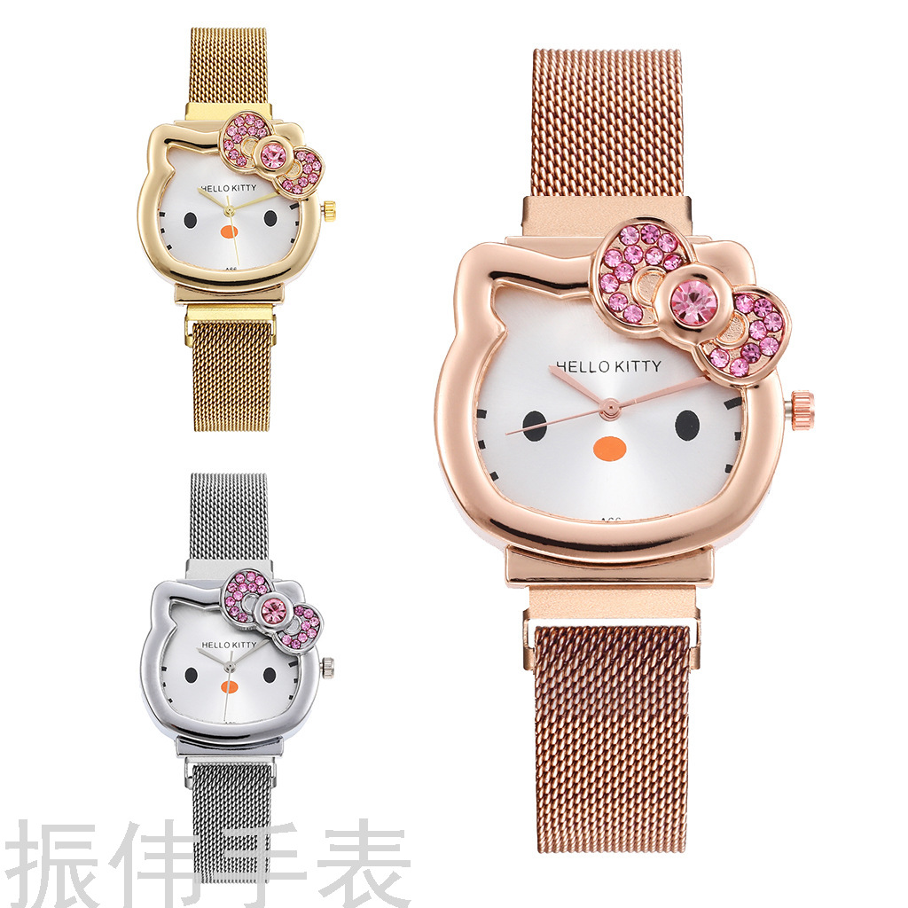 New cute cartoon watch HELLO KITTY children's watch with magnetic strap KT Cat Boys and Girls student watch