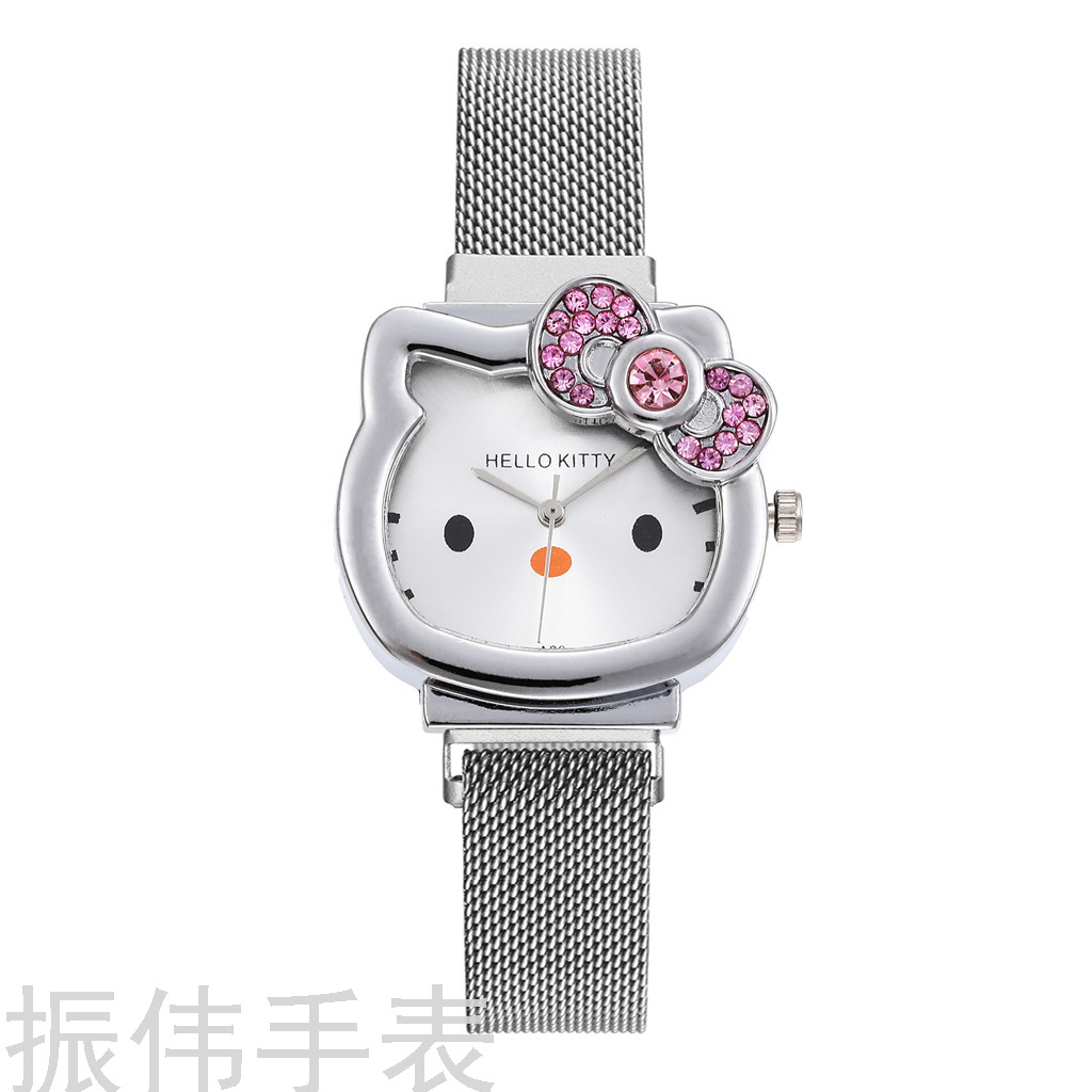 New cute cartoon watch HELLO KITTY children's watch with magnetic strap KT Cat Boys and Girls student watch Specification image