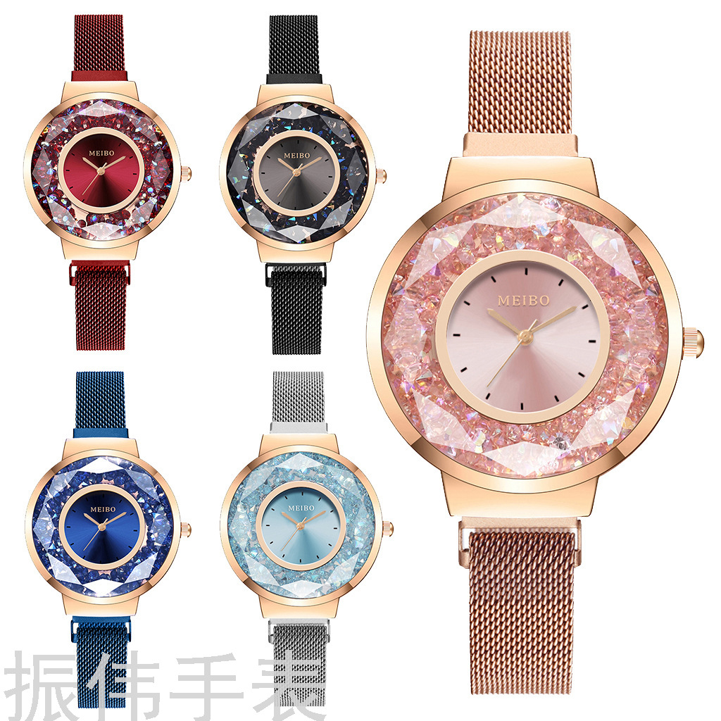 MEIBO brand fashionable alloy magnetic clasp strap sand quartz watch, simple and versatile details Picture